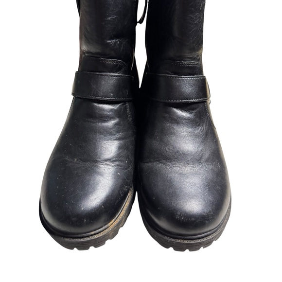 Alegria Charlette Crazyhorse Women's Moto Black Leather Boots Size 37/7 - Picture 2 of 7